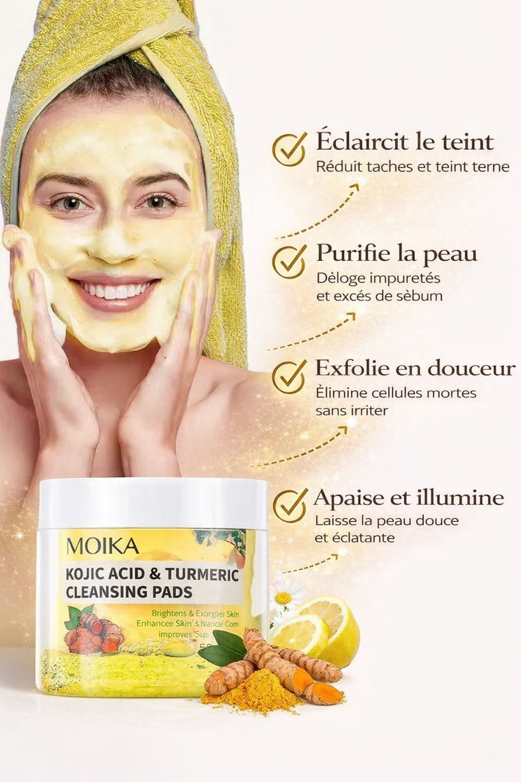 Pads Nettoyants Acide Kojique &Curcuma